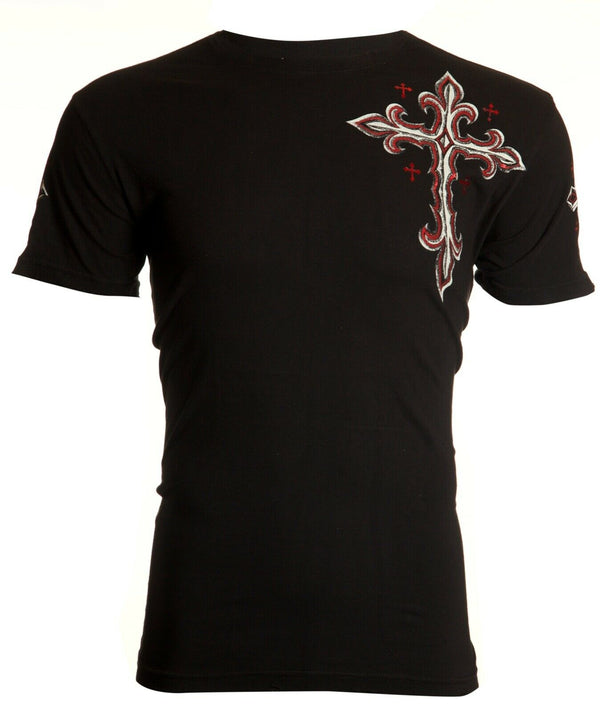 ARCHAIC by AFFLICTION Spine Wings Black Red Foil Regular Fit Mens T-shirt S-4XL +