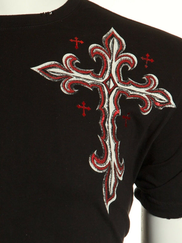 ARCHAIC by AFFLICTION Spine Wings Black Red Foil Regular Fit Mens T-shirt S-4XL +