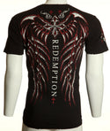 ARCHAIC by AFFLICTION Spine Wings Black Red Foil Regular Fit Mens T-shirt S-4XL +