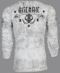 ARCHAIC Mens Long Sleeve SHIELDED Crewneck THERMAL T-Shirt (WHITE)