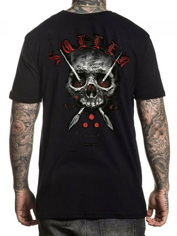 Sullen Men's T-shirt HOLMES BADGE Jet Black Tattoo Skull Premium Quality Artwork