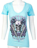 ARCHAIC by AFFLICTION Womens T-shirt Queen Lover Light Blue Slim Fit S-XL