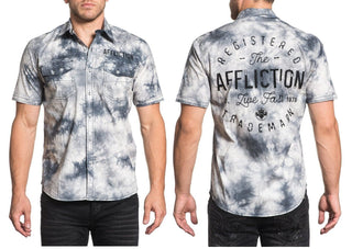 Affliction Men's Button Down Shirt Fly Wheel