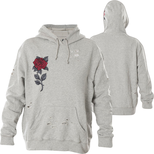 Affliction Red Roses Women Hoodie Heather Grey