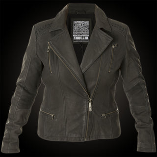 AFFLICTION Leather LIVESTOCK WOMEN'S JACKET Black