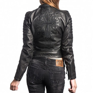 AFFLICTION Leather BLACKTAIL WOMEN'S JACKET Black